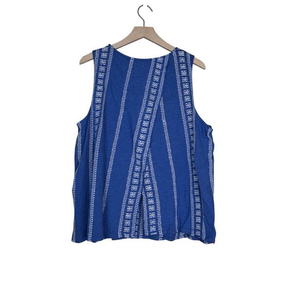 J. Jill Women's XL Blue White Eyelet Split Back Tank - Picture 2 of 9